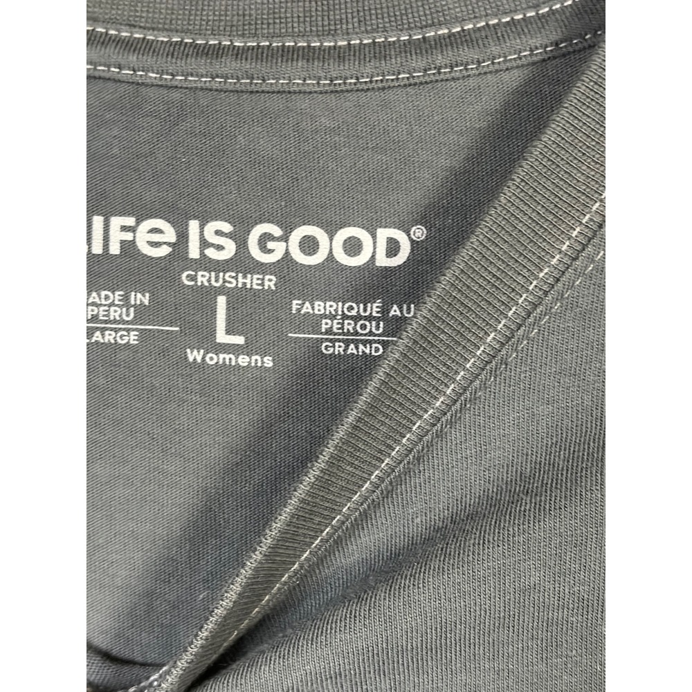 Life is Good Graphic Tee Womens L NAVY Excellent Crusher Long Sleeve Flower Art - Picture 3 of 7